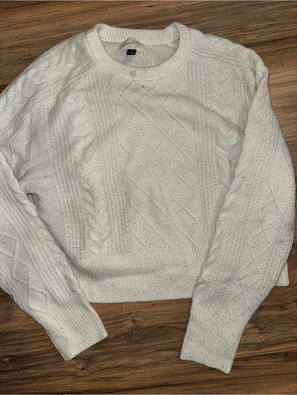 Good &Co Cream Cable-Knit Crewneck Sweater